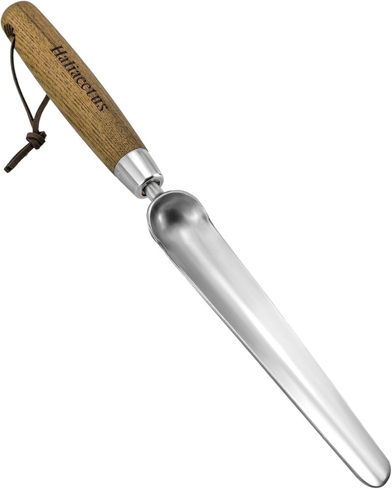 Haliaeetus Seeding Widger, Stainless Steel Garden Planting Trowel for Repotting, Long and Narrow Widger for Weeding from Tight Areas, Hand Transplanter with Wood Handle for Planting, Weeding, Digging - Image 1